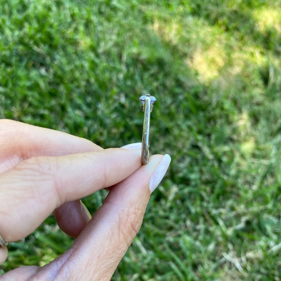 Vintage Silver Cathedral Solitaire Gemstone Ring - Picture 3 of 7